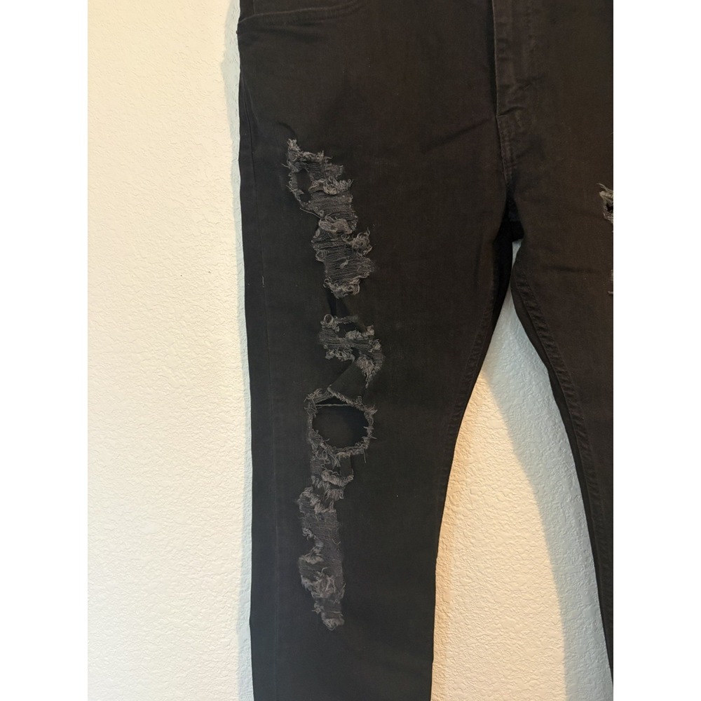 Levis 512 Jeans Mens 38x30 Black Distressed Stretch Denim - Picture 8 of 12